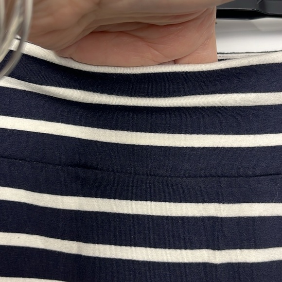 Talbots Womens Maxi Skirt M Navy White Stripes Stretch Waist Flowy Classic EUC - Picture 4 of 9